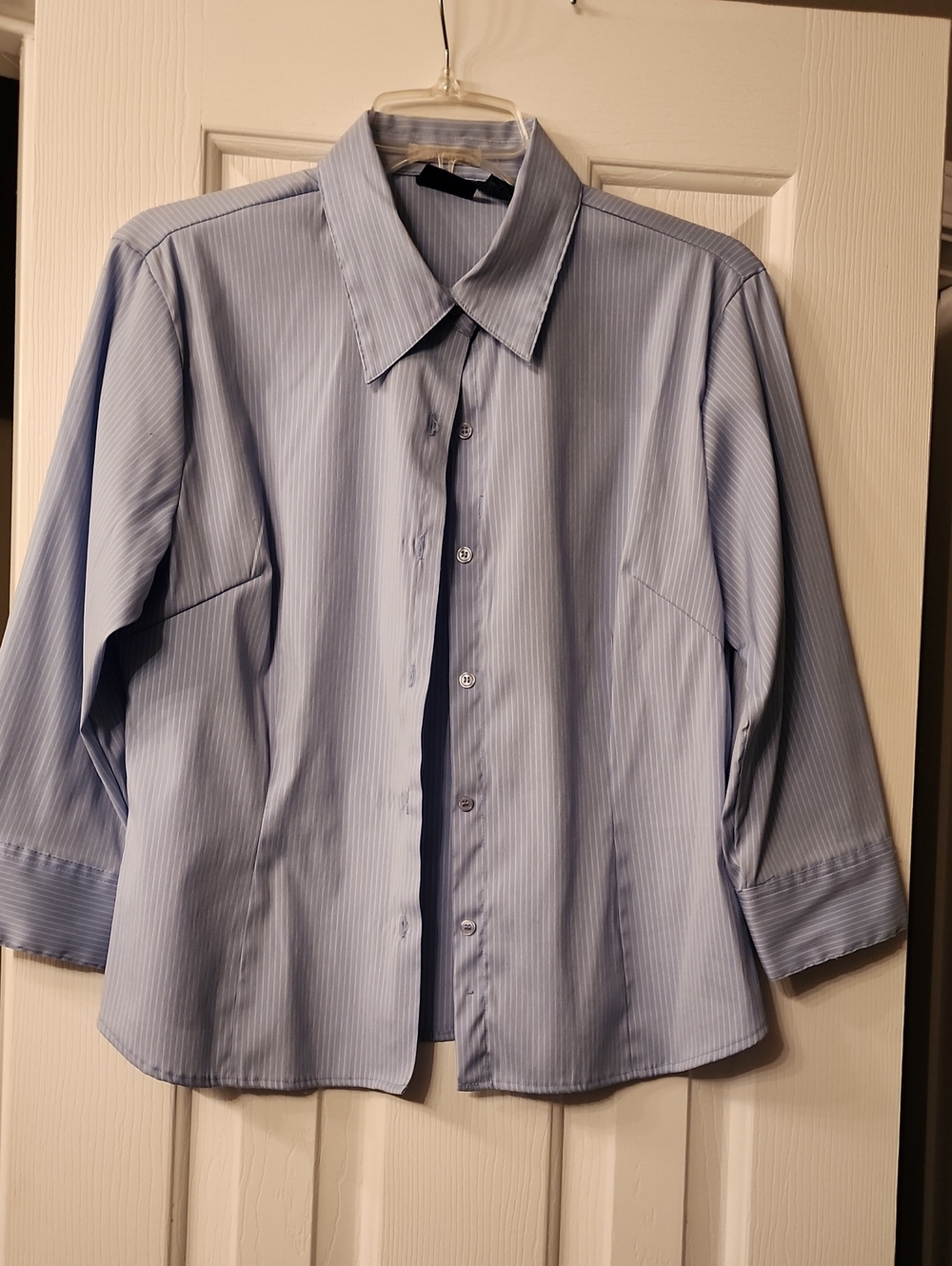 Women's Light Blue Pinstripe Button-Down Shirt